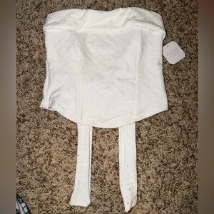 Altar'd State White Embroidered Strapless Bustier Top